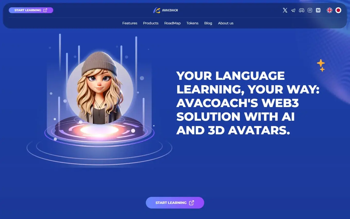 AvaCoach AI language learning website